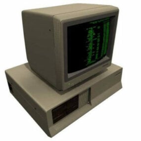 דגם תלת מימד של מקלדת צג מעבד מחשב ישן
