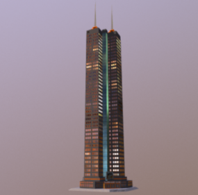 Modello 3d dell'edificio in vetro di un grattacielo per uffici