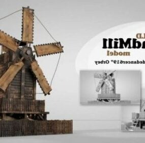 Wood Windmill Building 3d model