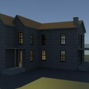 Ancien bâtiment maison à deux étages modèle 3D