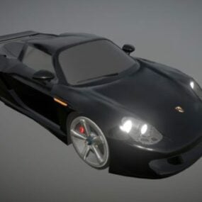 3д модель черного автомобиля Porsche Carrera Gt