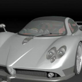 โมเดล 3 มิติรถยนต์ Pagani Zonda F สีเงิน