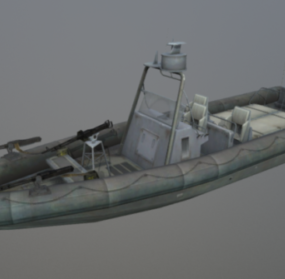 Model 3d Perahu Dayung Dicat Hijau
