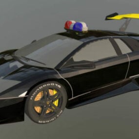 Coche Lamborghini de policía negro modelo 3d