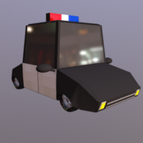 Styl kreskówki Lowpoly Model 3D samochodu policyjnego