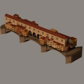 Ponte Vecchio middeleeuwse boogbrug 3D-model
