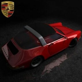 قرمز پورشه تارگا 911 ماشین مدل سه بعدی