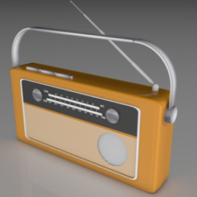 Modelo 3d de radio vintage amarillo de moda