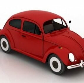 Red Beetle Vintage Car 3d model