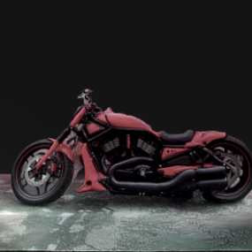 Motor rojo Harley Davidson V-rod modelo 3d