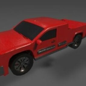Model 3D małej ciężarówki z czerwonym pickupem
