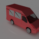 Lowpoly Red Van Vehicle