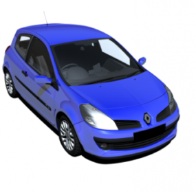 Mô hình 3d ô tô Renault Clio màu xanh