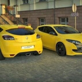 3d модель спортивного автомобіля Renault Megane жовтого кольору
