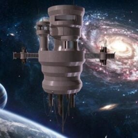 Retro Grade Spaceship Station 3d model