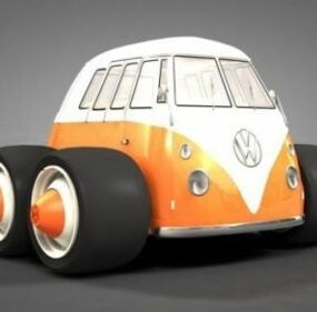 Cartoon Toy Vw Car Rigged 3d model