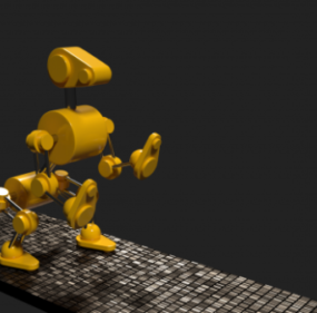 דגם אנימציה של כלב רובוט צהוב בתלת מימד