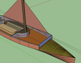 סירת עץ עתיקה דגם תלת מימד