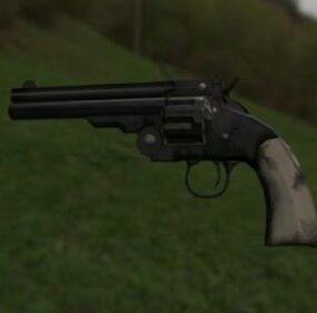 Model 3d Pistol Revolver Poli Rendah