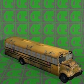 Yellow School Bus Wrecked Vehicle 3d model