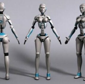 Personagem feminina de robô de ficção científica Rigged modelo 3d