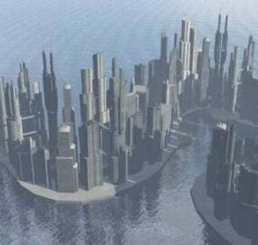 Modello 3d degli edifici futuri della città moderna