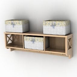 Wall Shelf With Baskets Furniture 3d model