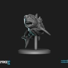 3д модель скульптуры персонажа ракушечной акулы