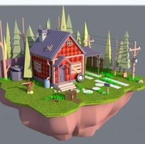 ゲームのシンプルな都市環境の3Dモデル