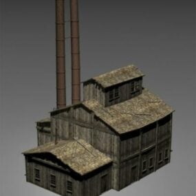 3D model malé staré tovární budovy