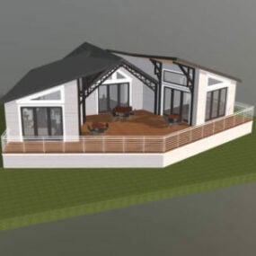 Modelo 3d de vida de porche de construcción de viviendas pequeñas