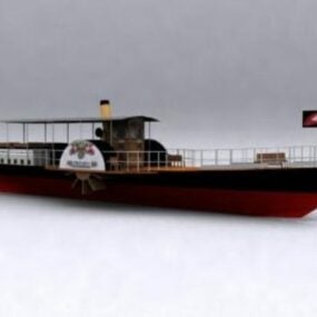 Navire de transport sur la rivière modèle 3D