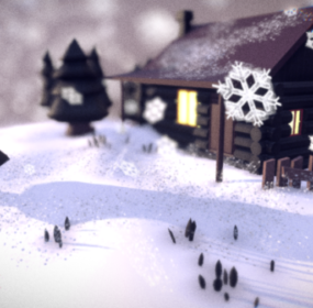 Snow Cabin Building 3d model