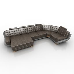 Sofá de cuero Diseño en forma de D Modelo 3d