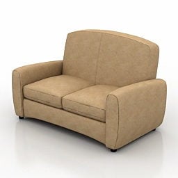 Brun Læder Loveseat Sofa 3d model