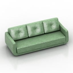 Model 3d Reka Bentuk Sofa Hijau Ruang Tamu