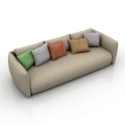 宽沙发带枕头 3d model