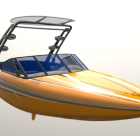 Rustik Nehir Teknesi Feribot Aracı 3D model