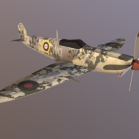 Spitfire Military Propell Airplane 3d-modell