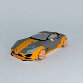 Modello 3d di auto sportiva gialla