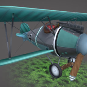 Model 3d Pesawat Baling-Baling Bergaya