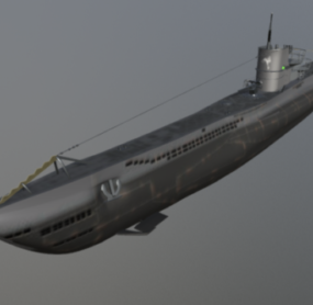 Old Military Submarine 3d model