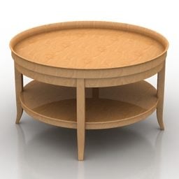 Living Room Wooden Round Table 3d model