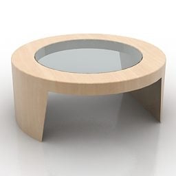 3d модель дерев'яного круглого столу зі скляною стільницею