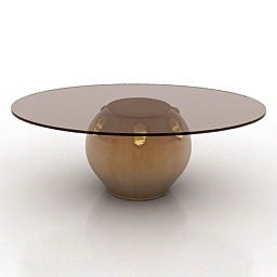 میز گرد شیشه ای مدل تونین طرح سه بعدی