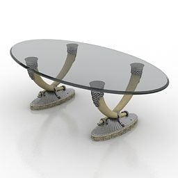 Tavolo ovale in vetro Vidal Design modello 3d