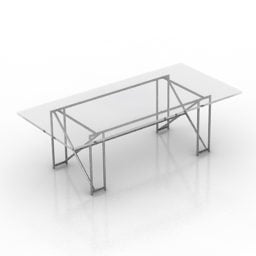 3д модель стеклянного стола с двуспальной мебелью