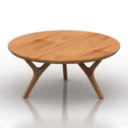 Round Wooden Table Mesa 3d model