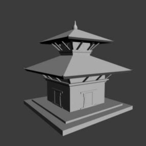 Asiatiska templet Lowpoly 3D-modell