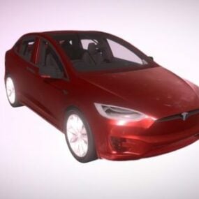 Modelo 3d del coche Tesla rojo